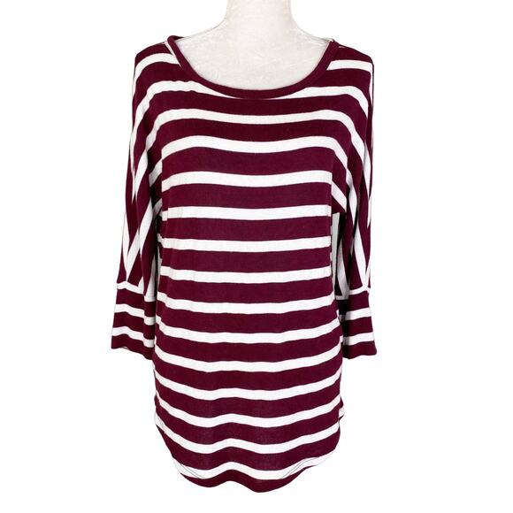 Mix by 41Hawthorn Sweater Medium Maroon White Stripes Super Soft - Picture 1 of 9